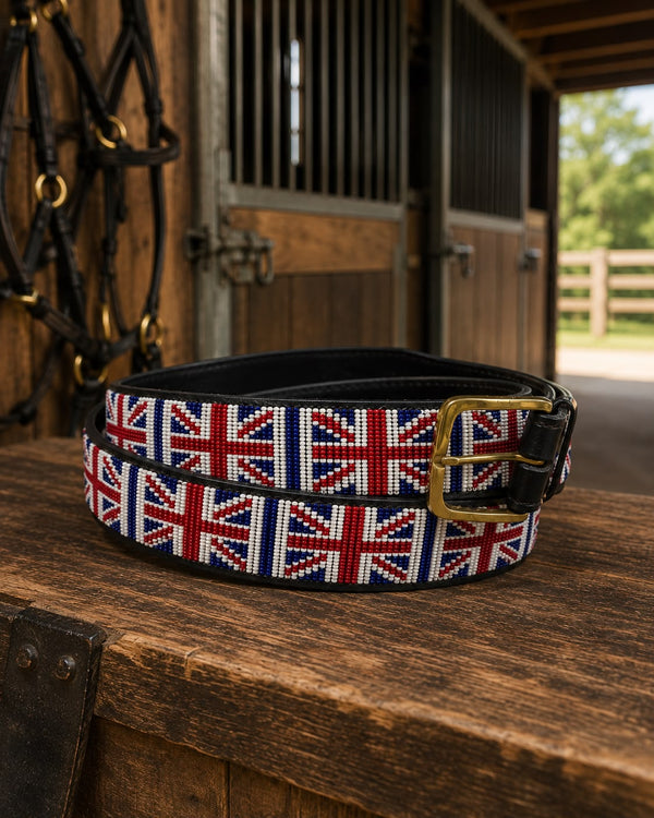 Union Jack 🇬🇧 Beaded Belt – Wide Width